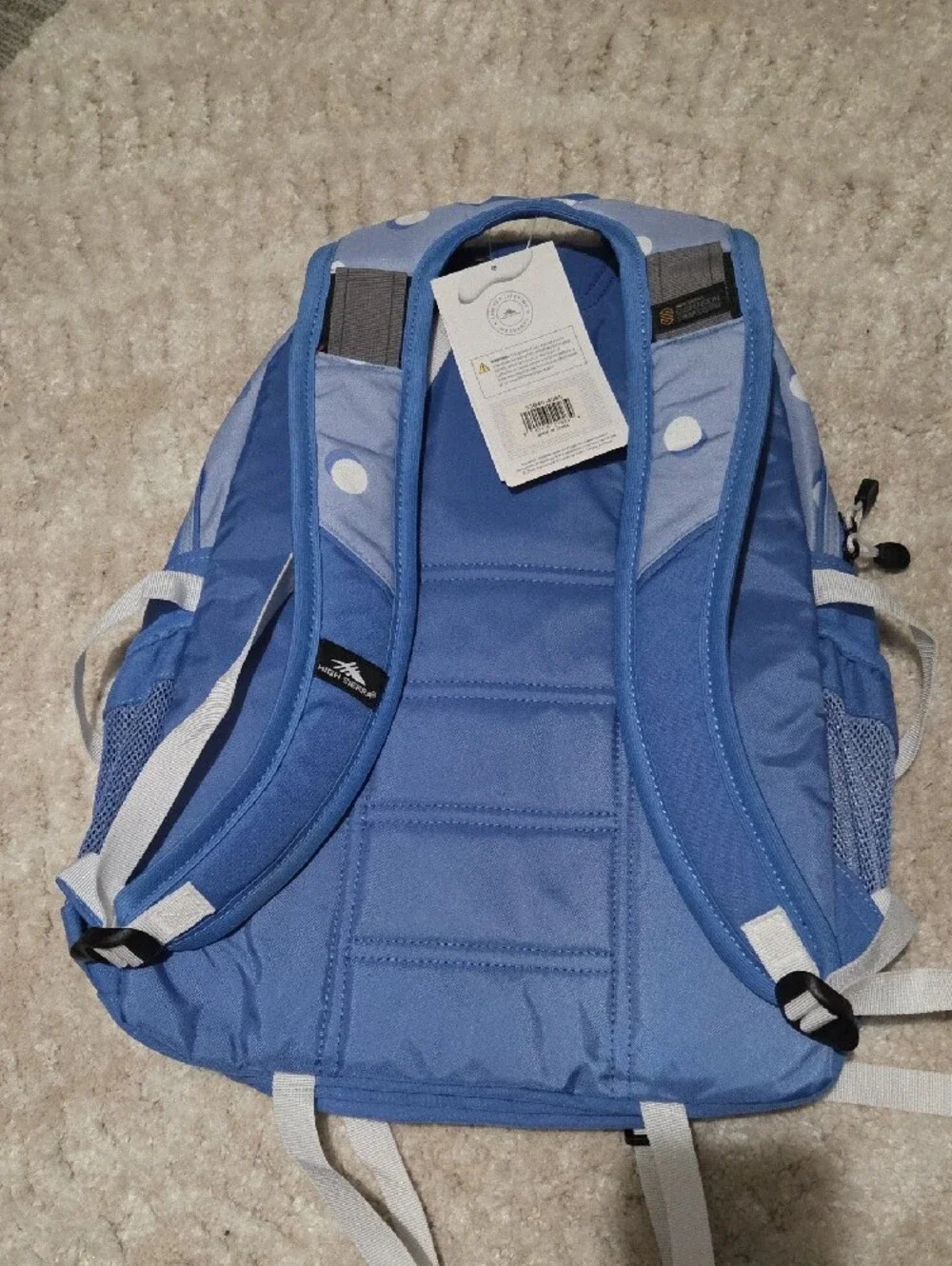High Sierra Light Blue and White Polka Dot Backpack